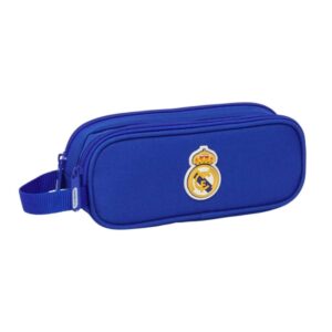 safta real madrid portatodo 2 compartimentos con cremalleras asa lateral 1l 210x60x80mm color azul
