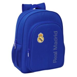 safta real madrid mochila adaptable a carro bolsillos laterales doble tirador ergonomia acolchada bolsillo frontal asa superior 15l 320x120x380mm color azul
