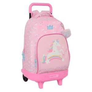 safta glowlab kids mochila con carro bolsillo frontal portabotellas tirador doble hombreras acolchadas tarjeta id 33l 330x220x450mm color rosa