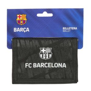 safta f.c.barcelona billetera cabecera para colgar cierre con velcro compartimentos internos bolsillo con cremallera 125x10x95mm color negro