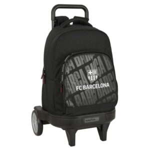 safta f.c.barcelona mochila con carro acolchada y comoda bolsillo frontal ruedas antivibracion 330x220x450mm color negro
