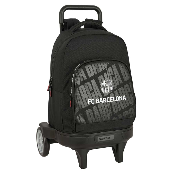 safta f.c.barcelona mochila con carro acolchada y comoda bolsillo frontal ruedas antivibracion 330x220x450mm color negro
