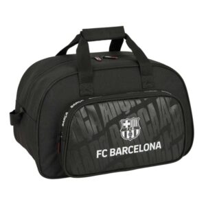 safta f.c.barcelona bolsa de deporte bolsillo frontal bandolera ajustable asa forrada tirador doble tacos proteccion base fondo interior semirigido 22l 400x230x240mm color negro