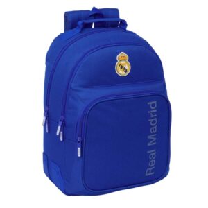 safta real madrid mochila con 2 compartimentos antirozaduras adaptable a carro 2 compartimentos portabotellas tirador doble hombreras ergonomicas 20l 320x150x420mm color azul