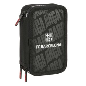 safta f.c.barcelona plumier de 3 pisos 37 piezas 1.3l goma lapiz boligrafos sacapuntas reglas 16 colores 14 rotuladores 125x55x195mm color negro