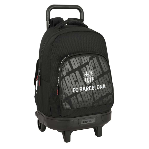 safta f.c.barcelona mochila con carro extraible bolsillo frontal portabotellas tirador doble hombreras acolchadas asa acolchada tarjeta id 33l 330x220x450mm color negro