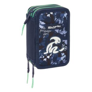 safta el niño navy plumier de 3 pisos 37 piezas 1.3l goma lapiz boligrafos sacapuntas reglas 16 colores 14 rotuladores 125x55x195mm color azul marino