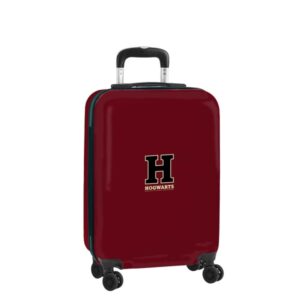 safta harry potter hogwarts maleta trolley de cabina 20” cierre con candado bolsillo de red cintas elasticas ruedas giratorias 40.10l 345x200x550mm color rojo oscuro