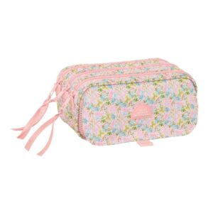 safta vmb portatodo 3 compartimentos con cremalleras bolsillo frontal cinta adaptable 1.72l 215x80x100mm color rosa