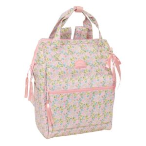 safta vmb mochila para portatil hasta 13" interior acolchado bolsillo con cremallera asas superiores hombreras ergonomicas doble tirador ligera y resistente 270x190x400mm color rosa