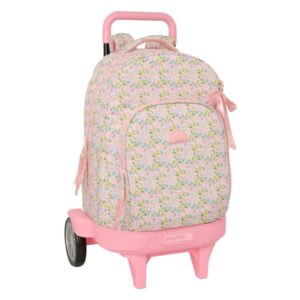 safta vmb mochila con carro 33l ruedas antivibracion bolsillo frontal portabotellas tirador doble hombreras acolchadas incluye tarjeta id 330x220x450mm color rosa