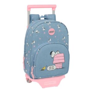 safta snoopy mochila con carro portabotellas hombreras acolchadas mochila extraible material resistente 10l 26x11x67cm color azul