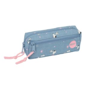 safta snoopy portatodo 3 compartimentos con cremalleras goma elastica 0.98l 220x60x85mm color azul