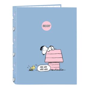 safta snoopy carpeta con 4 anillas 25mm tapas duras forradas formato folio resistente y protectora 265x40x330mm color azul