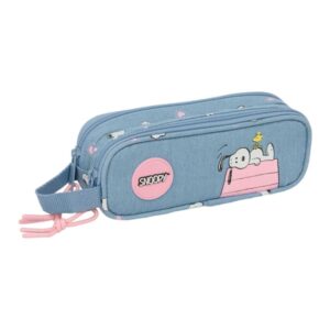 safta snoopy portatodo cremallera asa lateral 1l 210x60x80mm color azul