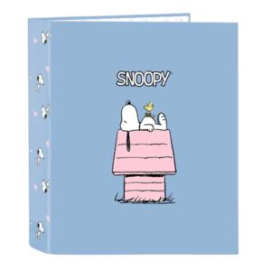 safta snoopy carpeta con 4 anillas 40mm tapas duras forradas formato folio 270x60x330mm color azul