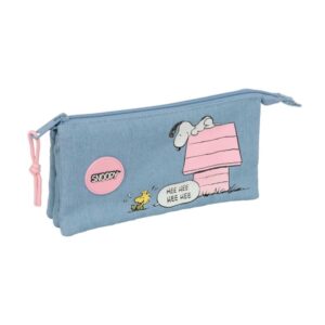 safta snoopy portatodo cremallera 0.6l bolsillo interior bolsillo interior 220x30x120mm color azul