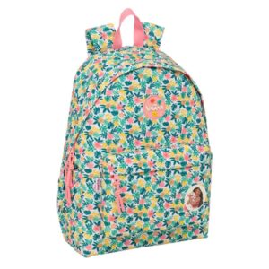 safta vaiana mochila para portatil hasta 14.1" bolsillo frontal portabotellas tirador doble hombreras ergonomicas espalda acolchada asa superior 17.3l 310x130x430mm color verde