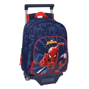 safta spider man mochila con carro portabotellas hombreras acolchadas mochila extraible material resistente 10 l 270x100x330mm color azul marino