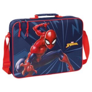 safta spider man maletin con cremallera bandolera ajustable asa forrada doble tirador fondo semirigido 6l 380x60x280mm color azul y rojo
