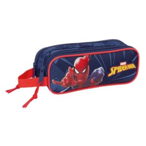 safta spider man portatodo 2 compartimentos con cremalleras asa lateral 1l 210x60x80mm color azul marino