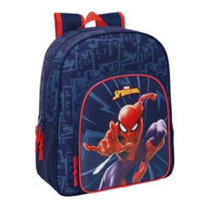 safta spider man mochila adaptable a carro portabotellas doble tirador en cremallera hombreras ergonomicas acolchadas asa de mano superior 15l 320x120x380mm color azul marino