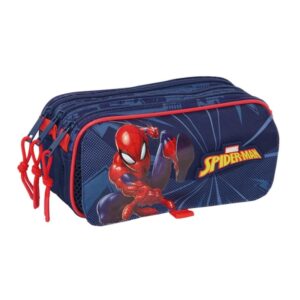 safta spider man portatodo 3 compartimentos con cremalleras bolsillo frontal cinta adaptable 1.72l 215x80x100mm color azul marino