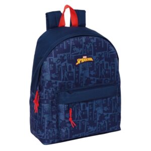 safta spider man mochila bolsillo frontal hombreras acolchadas doble tirador en cremallera asa superior 20.80l 330x150x420mm color azul marino