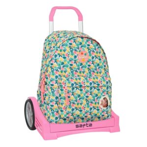 safta vaiana mochila para portatil hasta 14.1" portabotellas tirador doble hombreras ergonomicas espalda acolchada asa superior mochila extraible 17.35l 310x130x430mm color verde