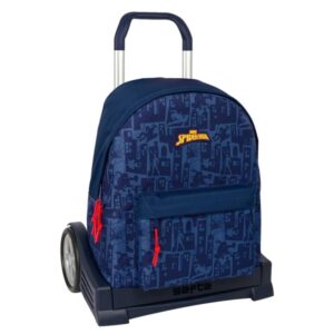 safta spider man mochila con carro cremallera tirador doble hombreras ergonomicas mochila extraible ruedas antivibracion base reforzada 330x150x420mm color azul marino