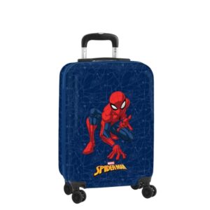 safta spider man maleta trolley de cabina 20” cierre con candado interior forrado y bolsillos ruedas giratorias material resistente abs y pc 40.10l 345x200x550mm color azul marino