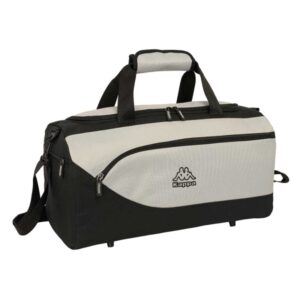 safta kappa grey bolsa de deporte bandolera ajustable cremallera doble bolsillo frontal bolsillos laterales fondo semirigido tacos de proteccion 31l 500x250x250mm color negro y gris