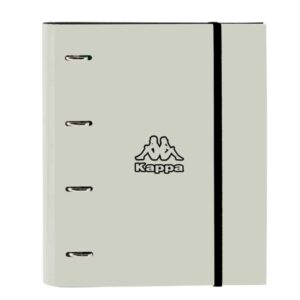 safta kappa grey carpeta con 4 anillas 35mm tapas duras forradas recambio 100 hojas 80g/m2 cierre elastico incluye separadores 270x35x320mm color negro y gris