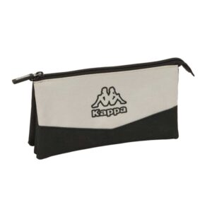 safta kappa grey portatodo 3 compartimentos con cremalleras bolsillo interior 0.6l 220x30x120mm color negro y gris