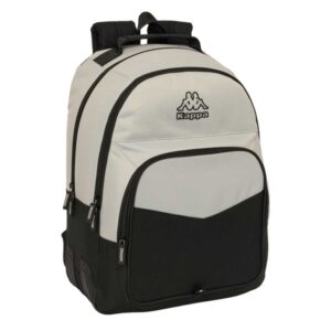 safta kappa grey mochila con 2 compartimentos antirozaduras adaptable a carro bolsillo frontal portabotellas tirador doble hombreras ergonomicas 320x150x420mm color negro y gris
