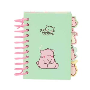 safta pembe the pink cat bloc de notas a7 tapas duras 80 hojas gramaje 80g/m2 incluye 4 separadores 74x105mm color menta