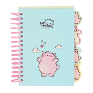 safta pembe the pink cat bloc de notas a6 tapas duras 80 hojas gramaje 80g/m2 incluye 4 separadores 105x148mm color azul claro