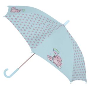 safta pembe the pink cat paraguas manual de 86cm 8 paneles asa y punta de pvc poliester nervios de acero de 8mm color azul claro