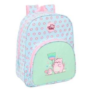 safta pembe the pink cat mochila infantil adaptable a carro portabotellas hombreras ergonomicas bolsillo frontal 10l 260x110x340mm color azul claro