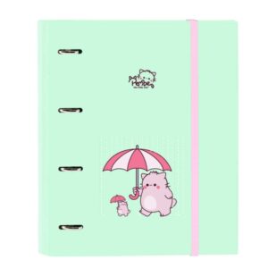 safta pembe the pink cat carpeta con 4 anillas 35mm tapas duras forradas recambio 100 hojas cierre elastico incluye separadores 270x35x320mm color menta