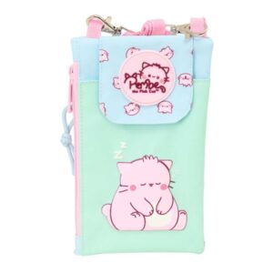 safta pembe the pink cat monedero portamovil hasta 6.9" compartimento con cremallera cordon ajustable 0.19l 100x190mm color menta