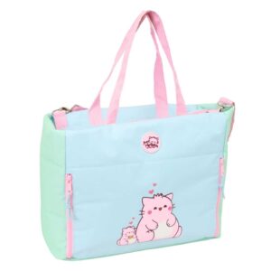 safta pembe the pink cat maletin para portatil hasta 14.1" cremallera bolsillos frontales hombrera ajustable y extraible 28.46l 400x170x310mm color azul claro