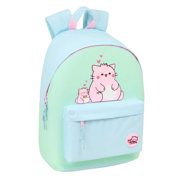 safta pembe the pink cat mochila para portatil hasta 14.1" bolsillo para tablet tirador doble hombreras ergonomicas espalda transpirable 20l 310x160x410mm color azul claro