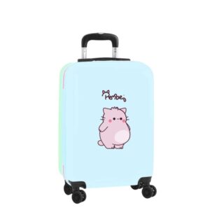 safta pembe the pink cat maleta trolley de cabina 20” cierre con candado interior forrado ruedas giratorias 360º asa extensible ajustable 40.10l 345x200x550mm color azul claro