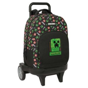 safta minecraft mochila con carro extraible bolsillo frontal ruedas antivibracion asa acolchada superior carro de polipropileno base reforzada 33l 330x220x450mm color negro