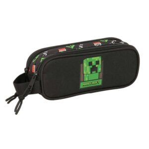 safta minecraft portatodo 2 compartimentos con cremalleras asa lateral 1l 210x60x80mm color negro
