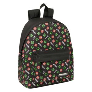 safta minecraft mochila bolsillo frontal hombreras acolchadas doble tirador en cremallera asa superior 20.80l 330x150x420mm color negro