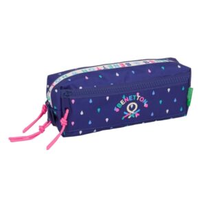 safta benetton drop portatodo 3 compartimentos con cremalleras goma elastica 0.98l 220x60x85mm color azul oscuro