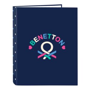 safta benetton drop carpeta con 4 anillas 25mm tapas duras forradas formato folio 265x40x330mm color azul oscuro
