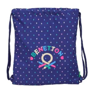 safta benetton drop saco plano bolsillo con cremallera cierre con cordones 5l compacto y portatil material resistente uso diario versatil 350x10x400mm color azul oscuro